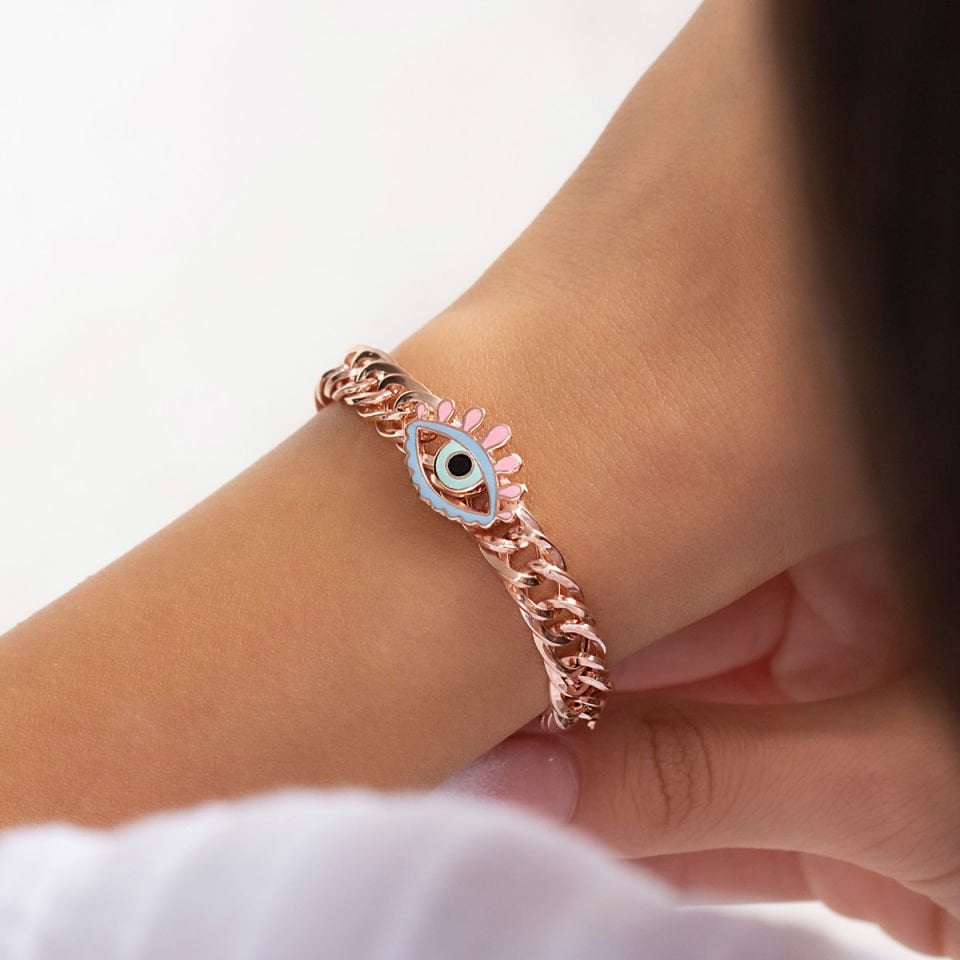 Nazar Göz Gurmet Zincir Gümüş Bileklik