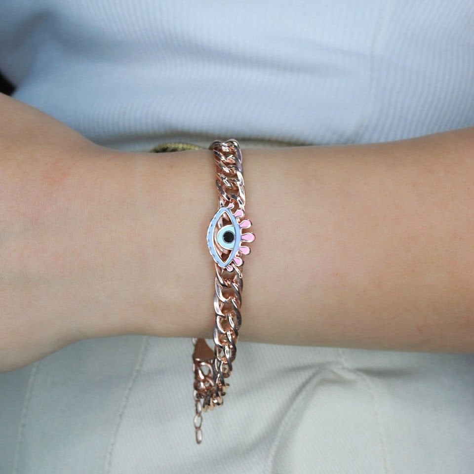 Nazar Göz Gurmet Zincir Gümüş Bileklik