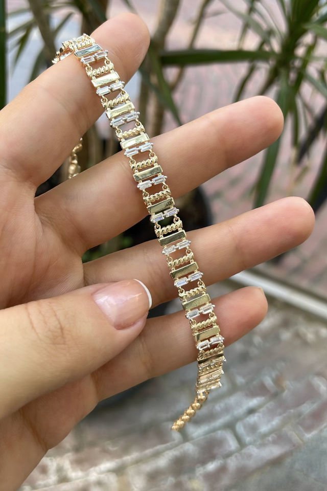 Baget Taşlı Şans Gümüş Bileklik