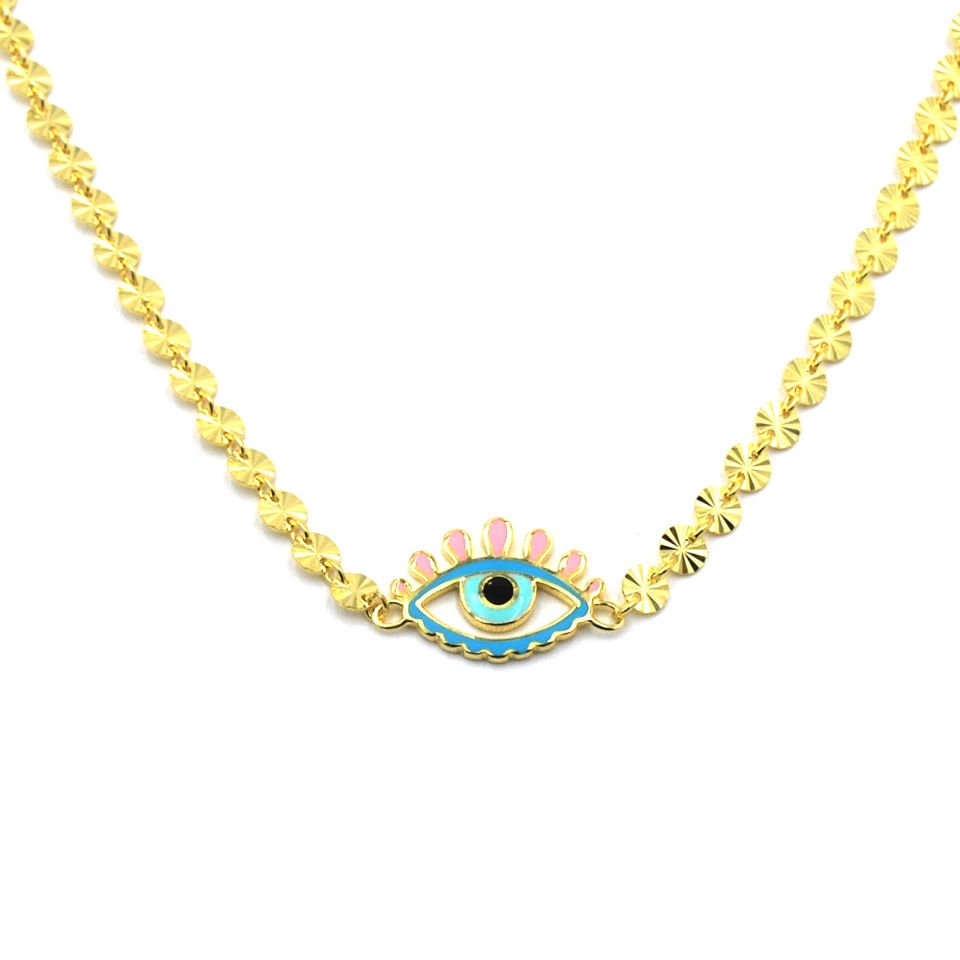 Nazar Göz Pul Zincir Gümüş Choker