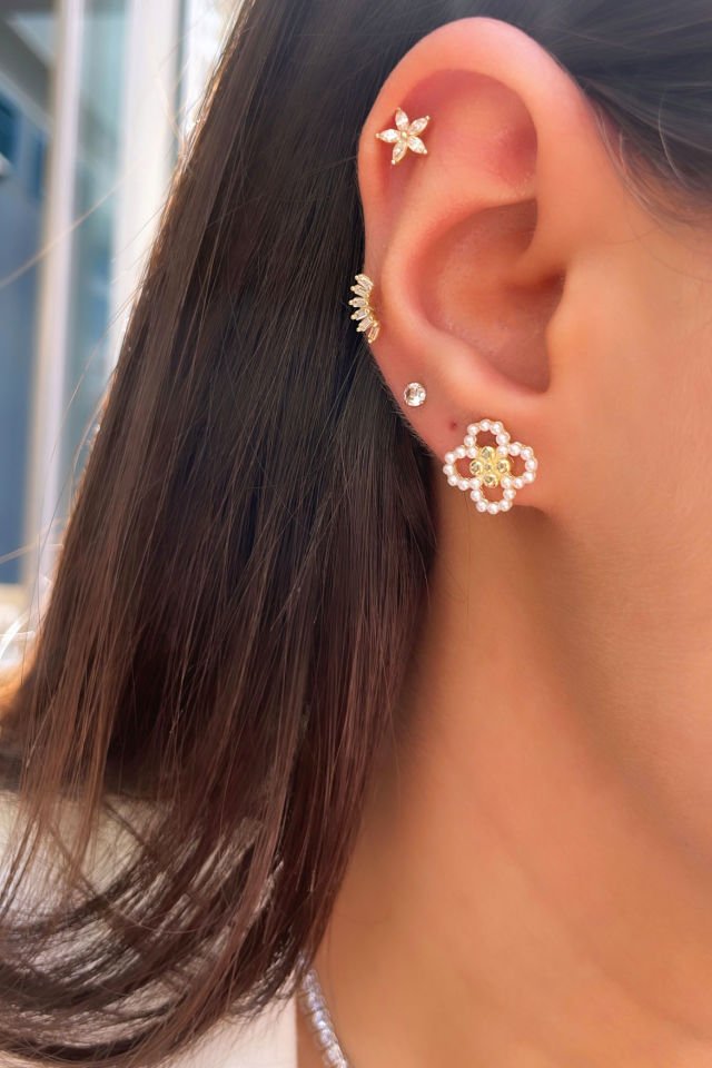 İthal Yonca İncili Gümüş Küpe