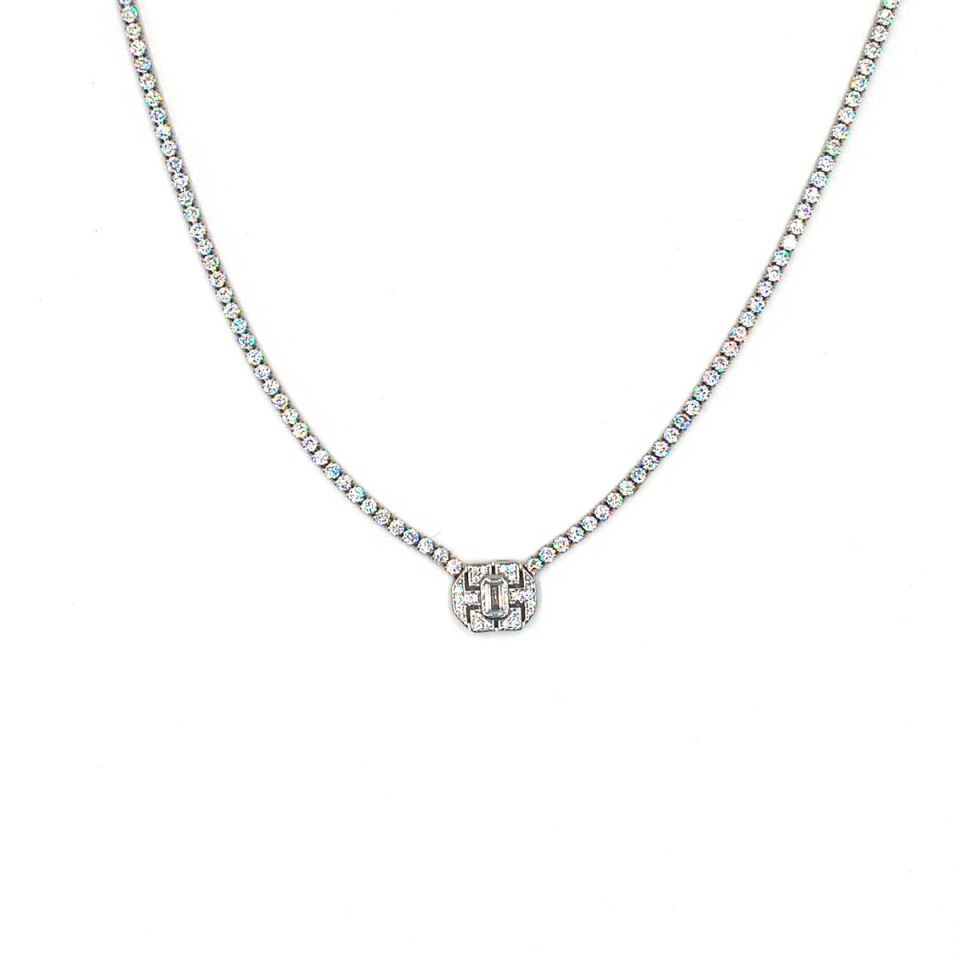 Baget Taşlı Su Yolu Gümüş Kolye