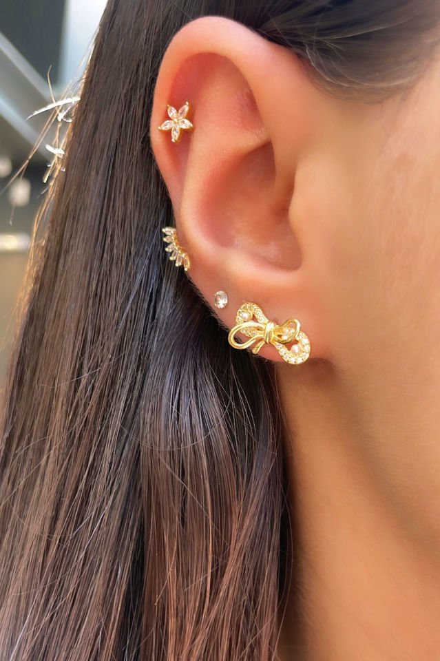 İthal Fiyonk İncili Gümüş Küpe