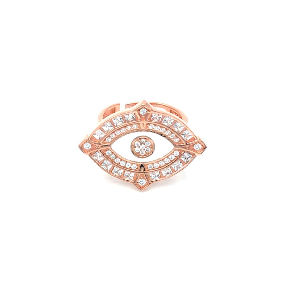 Taşlı Mekik Göz Gümüş Yüzük