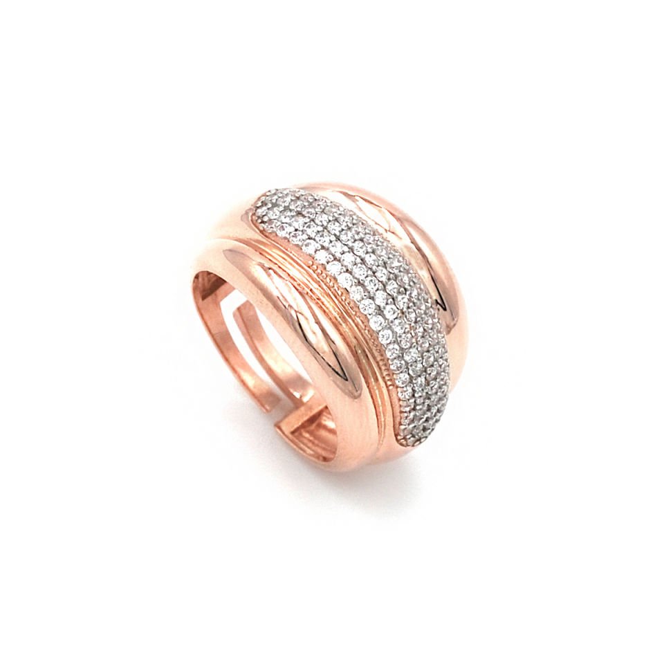 Bombeli Taşlı Tasarım Gümüş Yüzük