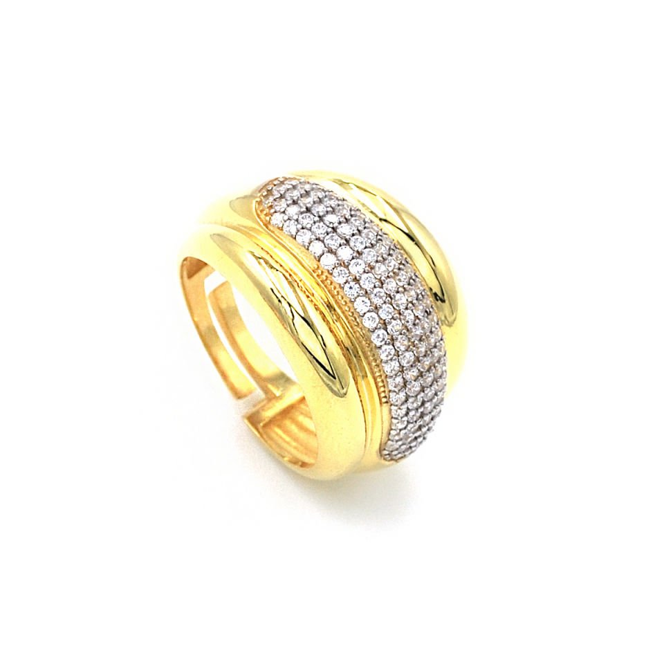 Bombeli Taşlı Tasarım Gümüş Yüzük