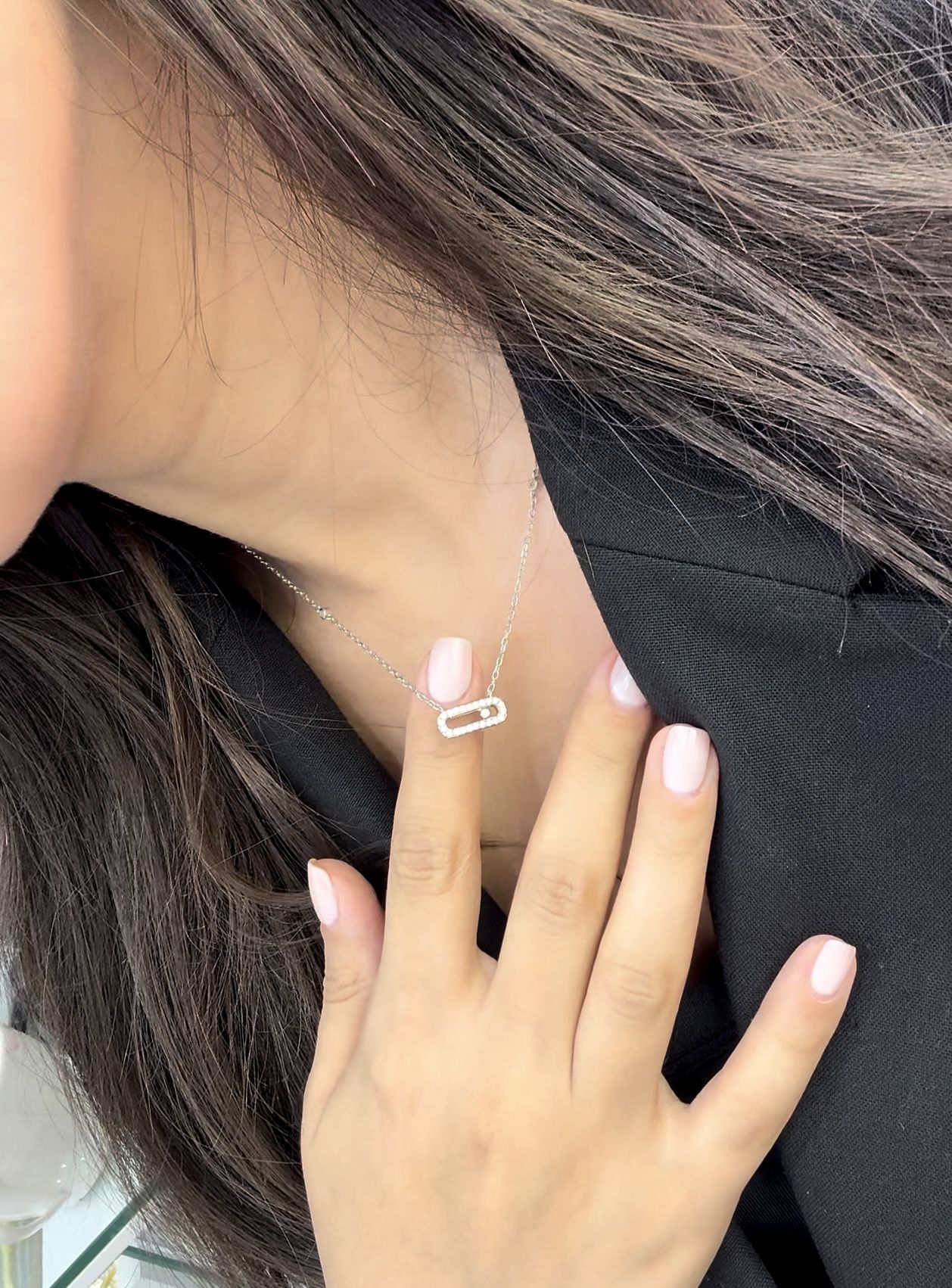 İthal Yazılı Mess Gümüş Kolye