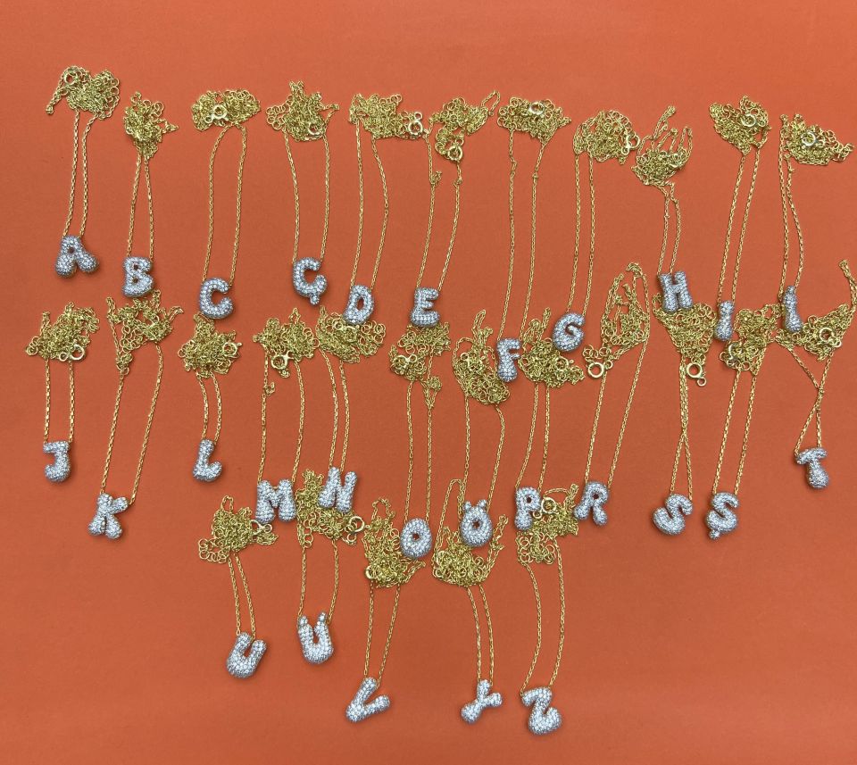 Taşlı Harf Gümüş Kolye