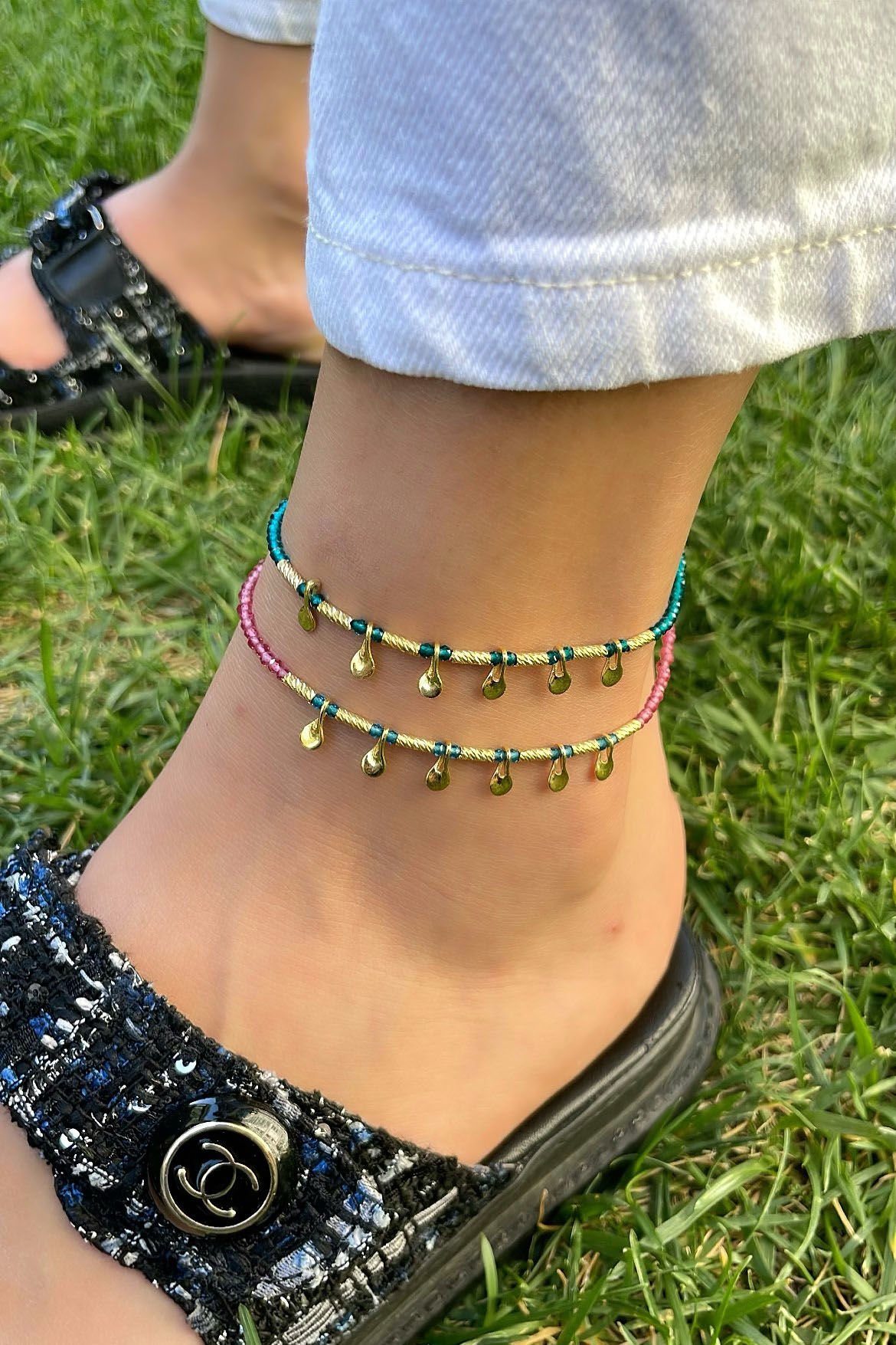 Boncuklu Gümüş Halhal