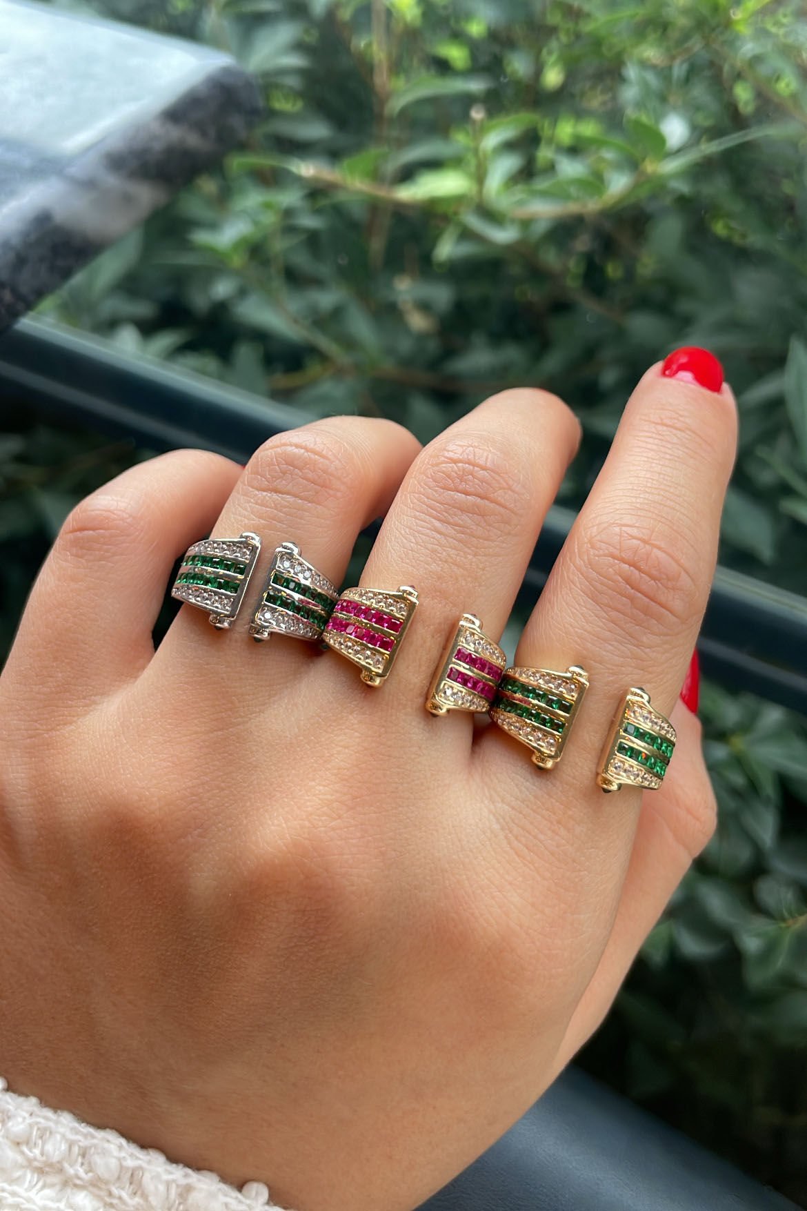 Çift Şerit Taşlı Gümüş Yüzük