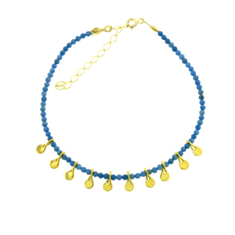 Boncuklu Palet Gümüş Halhal