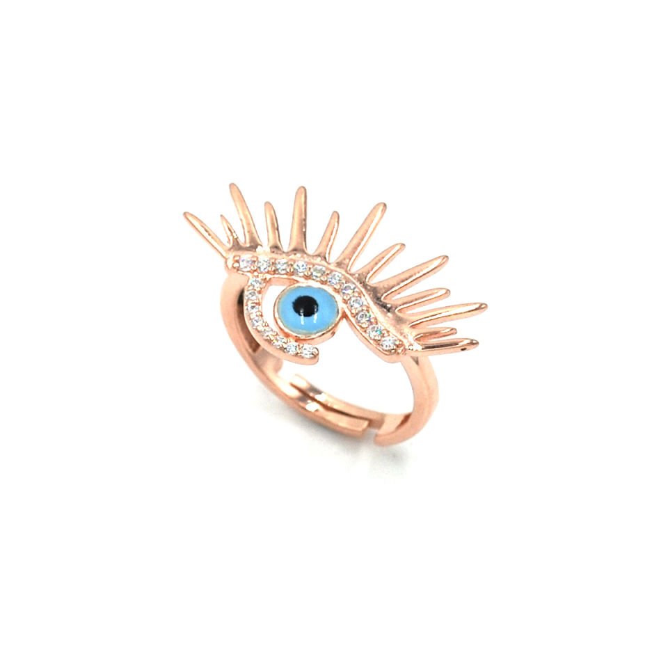 Taşlı Nazar Taç Göz Gümüş Yüzük