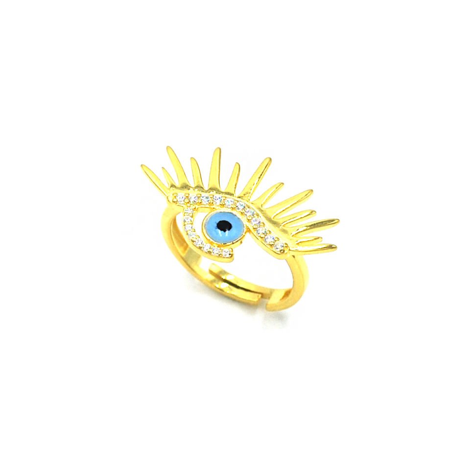 Taşlı Nazar Taç Göz Gümüş Yüzük