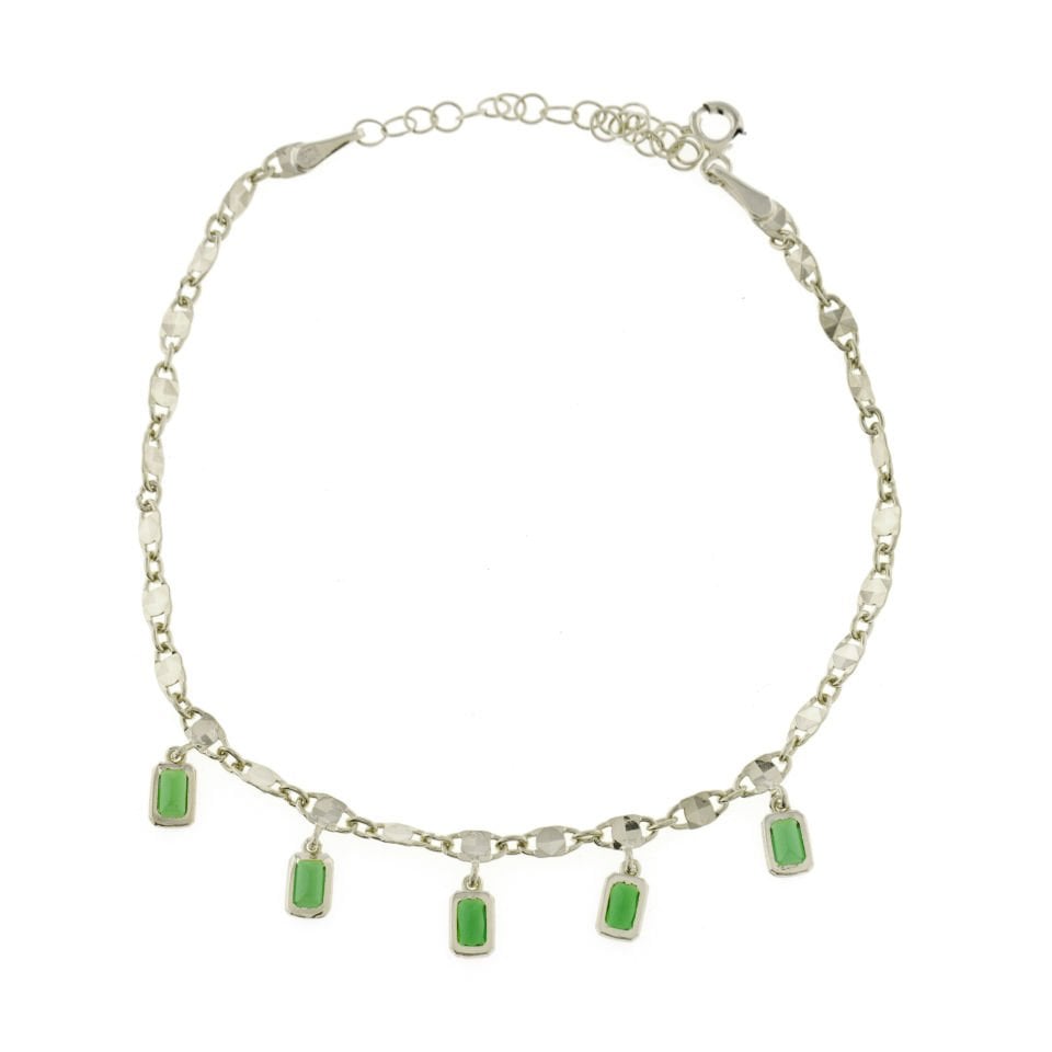 Beşli Baget Taşlı Gümüş Halhal