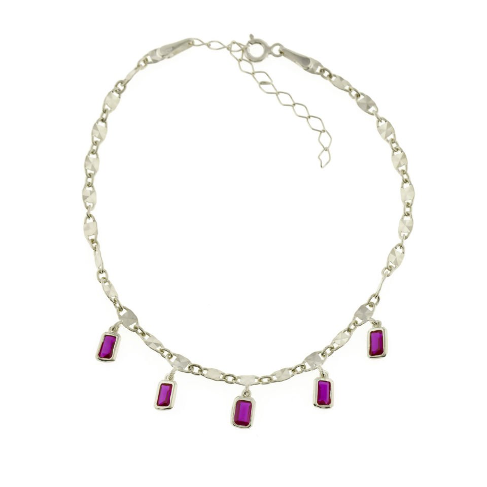 Beşli Baget Taşlı Gümüş Halhal