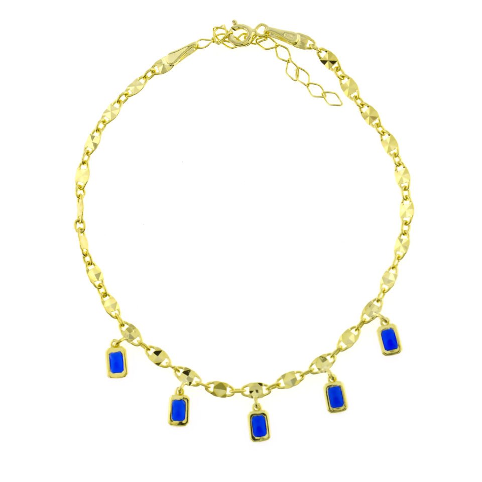 Beşli Baget Taşlı Gümüş Halhal