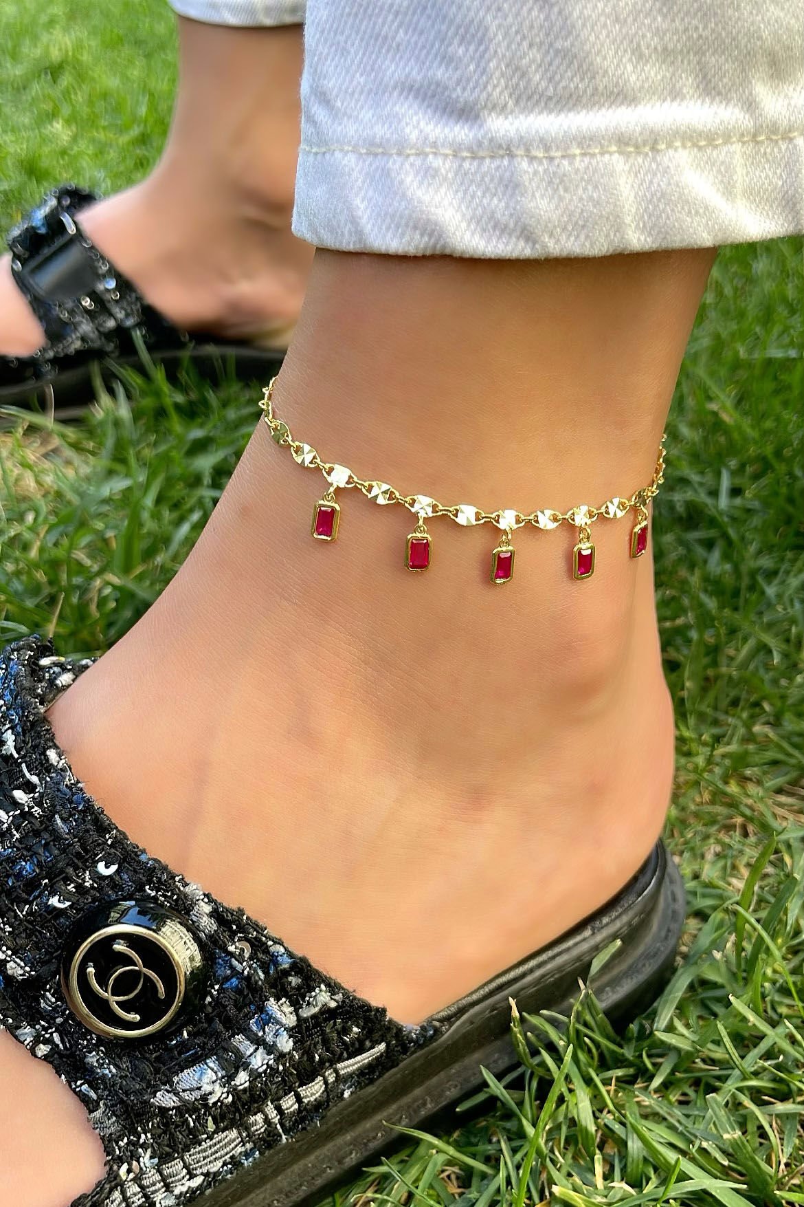 Beşli Baget Taşlı Gümüş Halhal