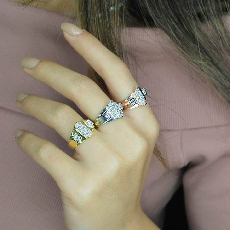 Taşlı Tasarım Gümüş Yüzük