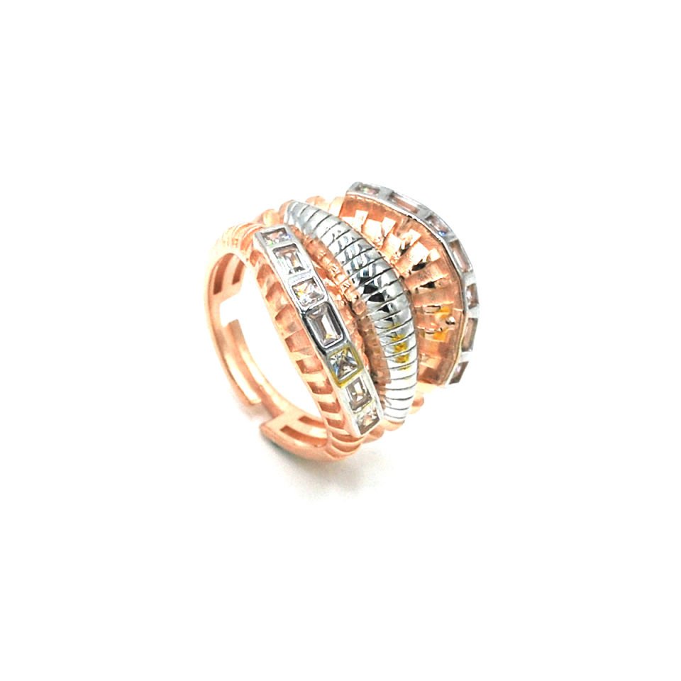 Baget Taşlı Bombeli Gümüş Yüzük