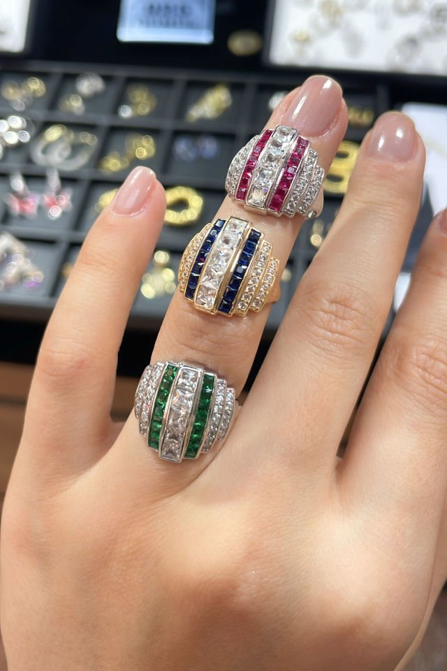 Taşlı Tasarım Gümüş Yüzük