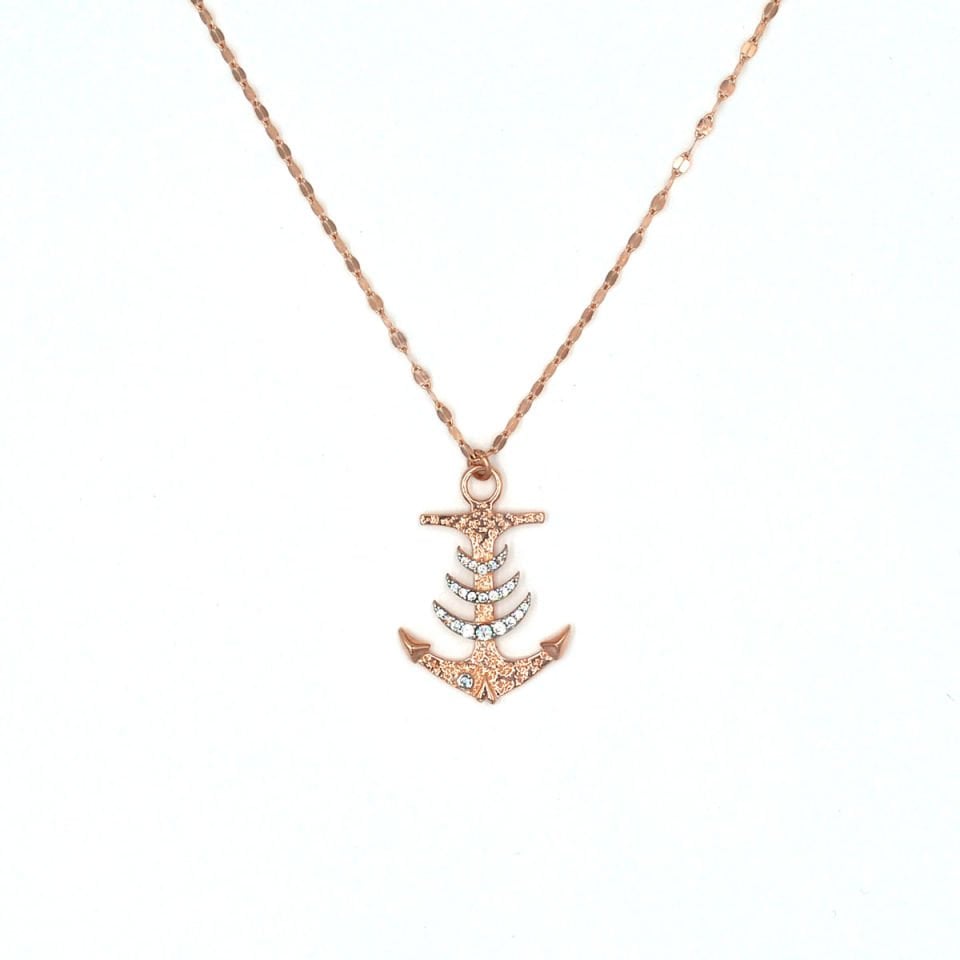 Çapa Tasarım Gümüş Kolye