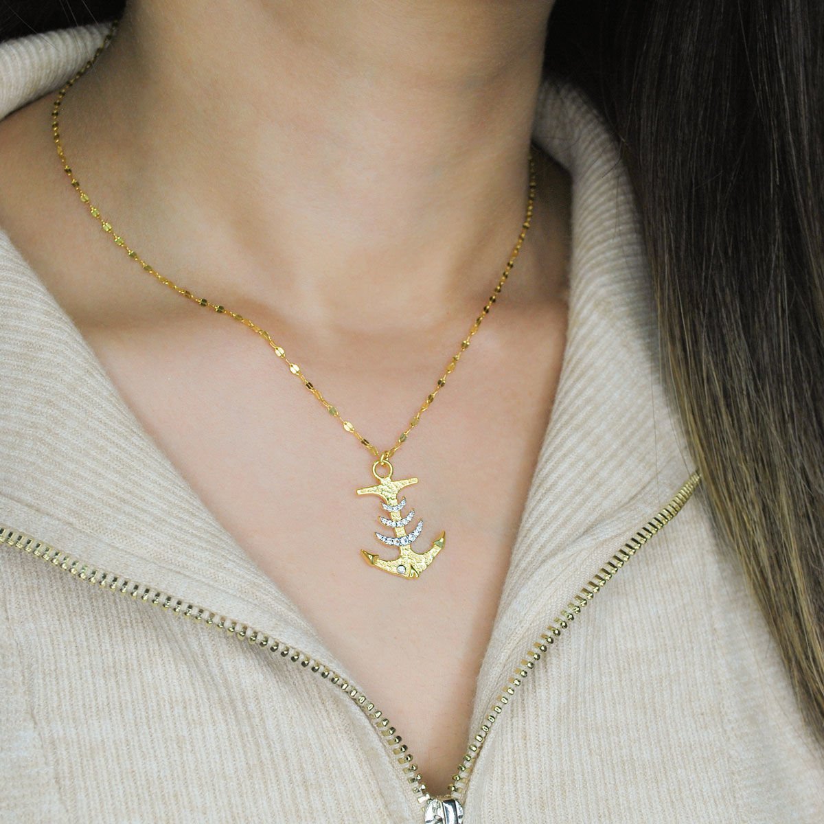 Çapa Tasarım Gümüş Kolye