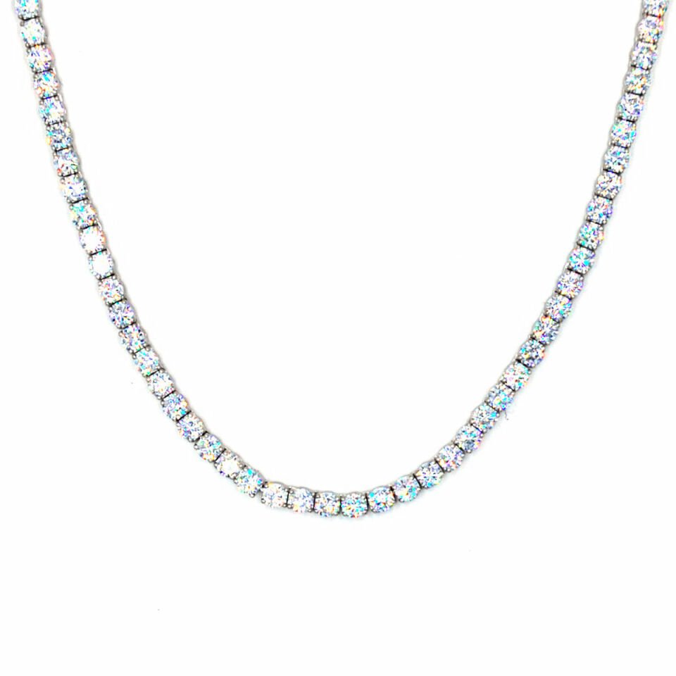 4 mm Taşlı Su Yolu Gümüş Kolye