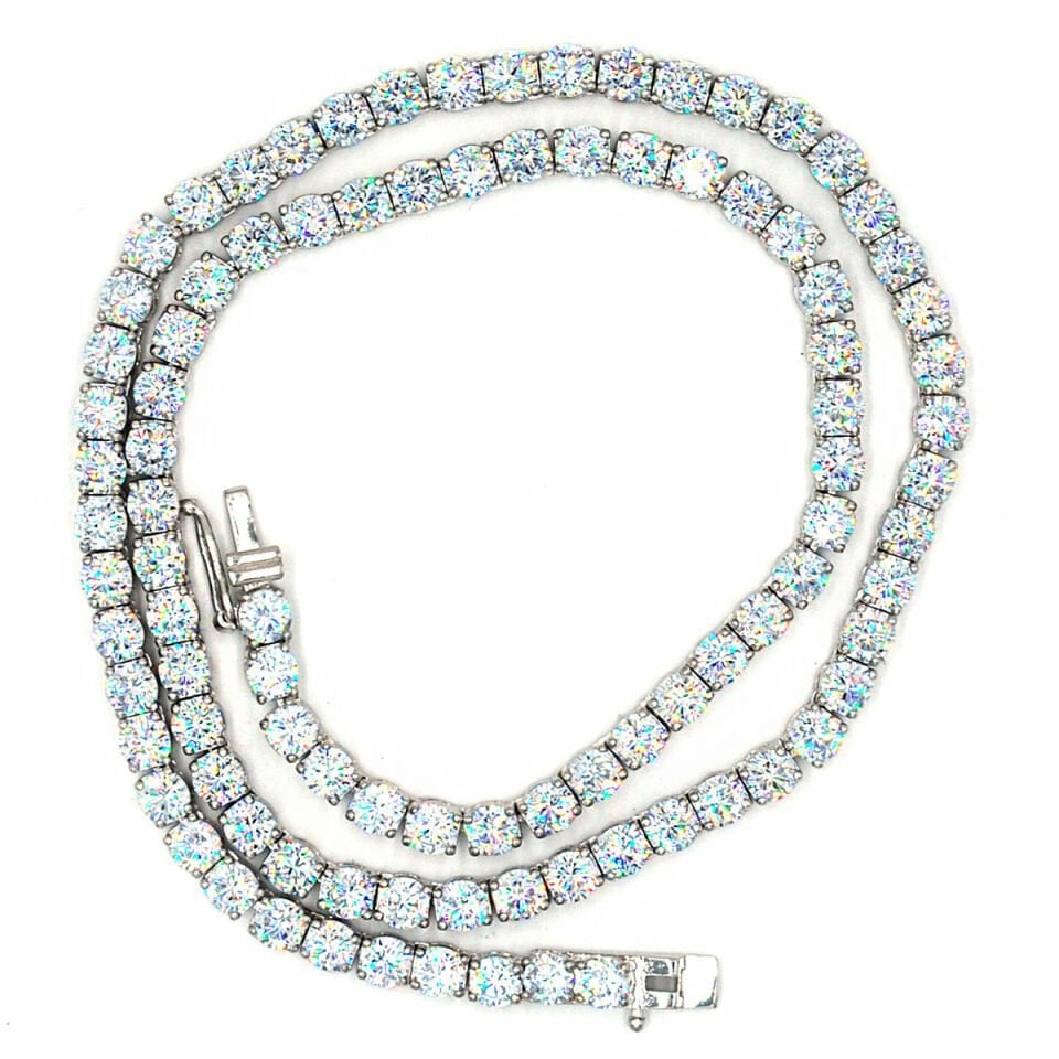 4 mm Taşlı Su Yolu Gümüş Kolye