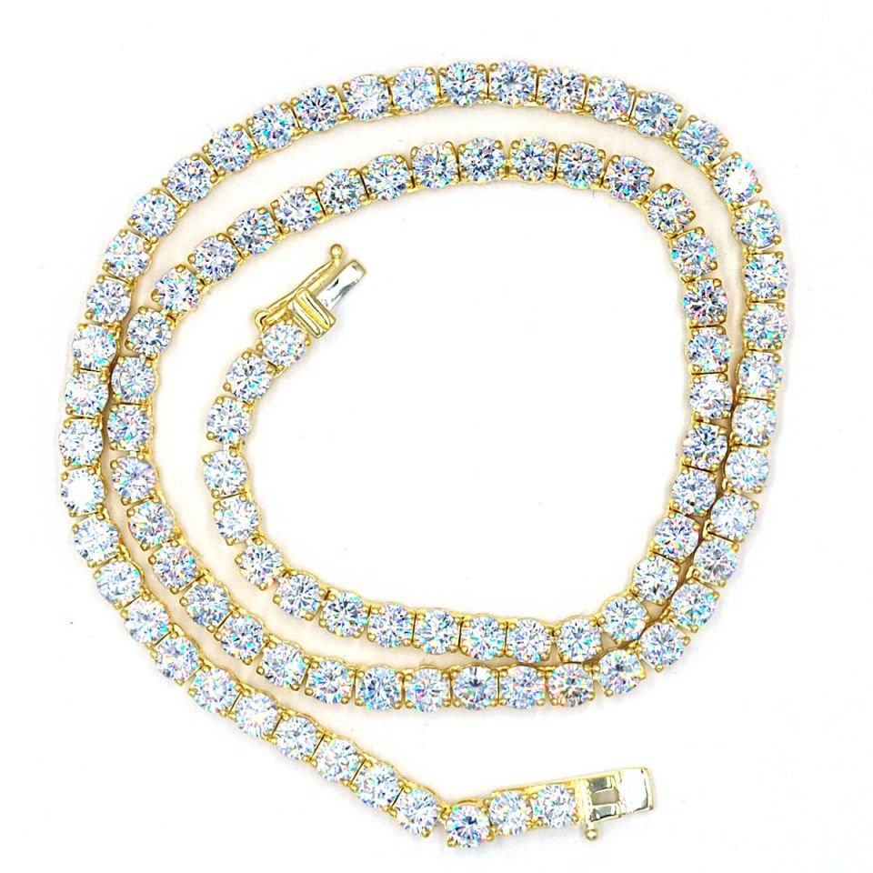 4 mm Taşlı Su Yolu Gümüş Kolye