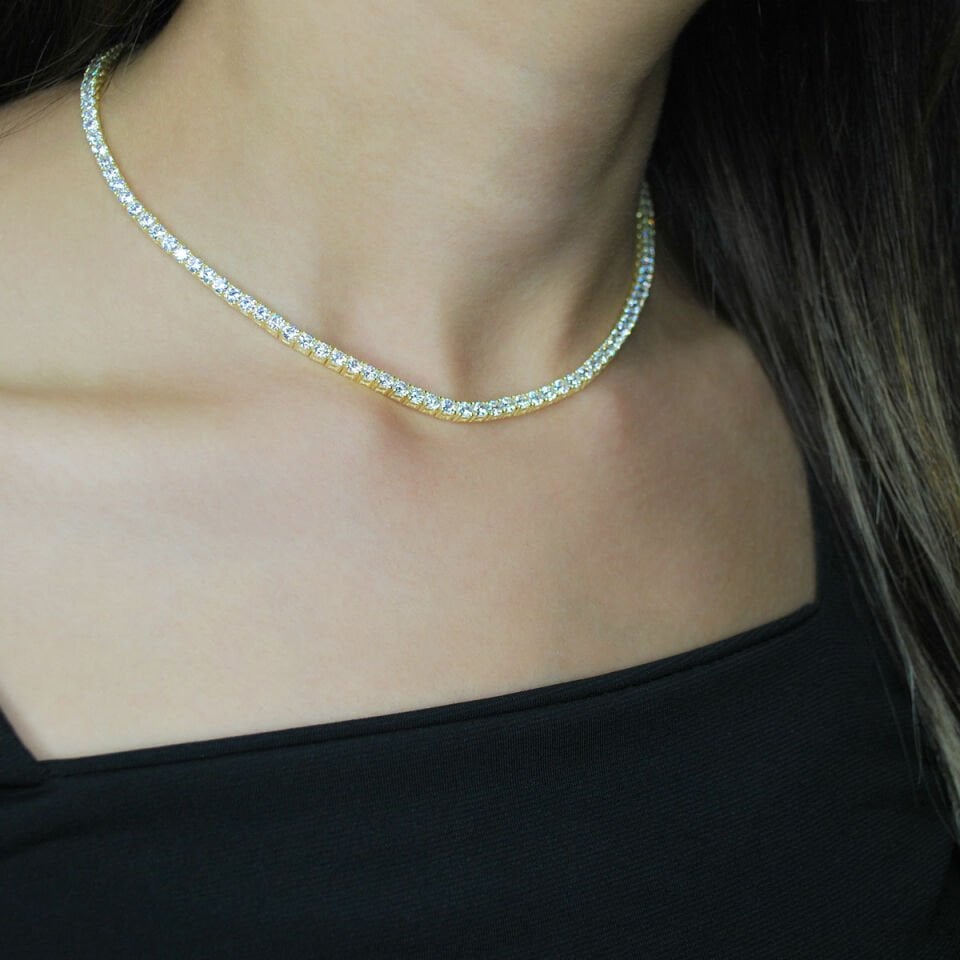 3 mm Taşlı Su Yolu Gümüş Kolye