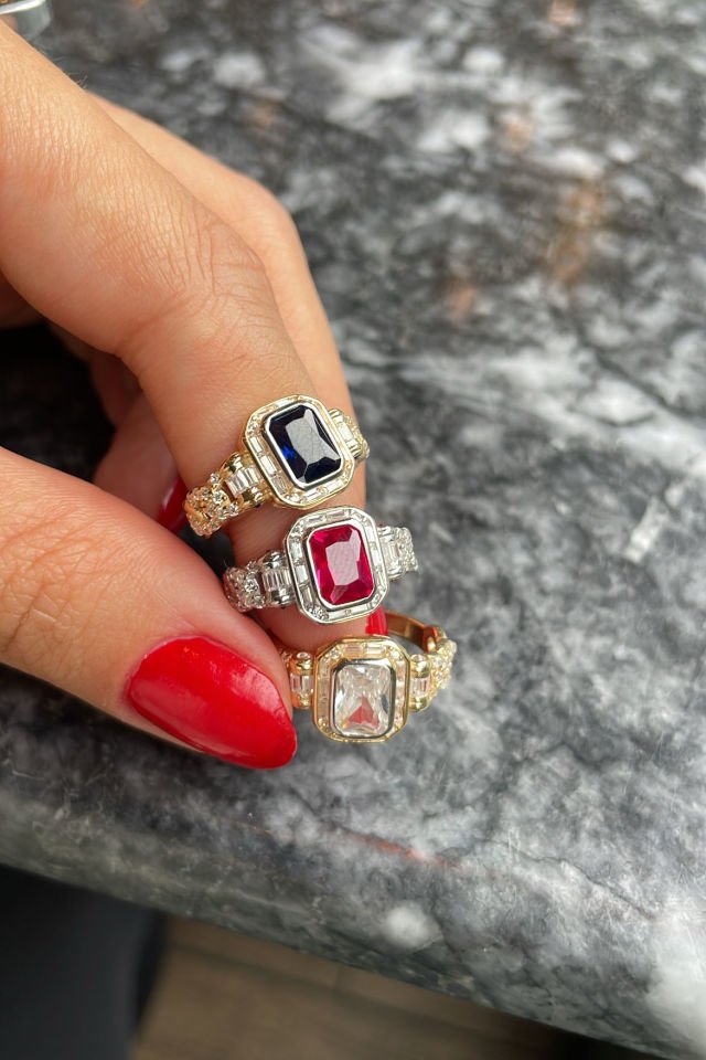 Baget Taşlı Gümüş Yüzük