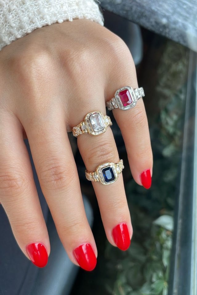 Baget Taşlı Gümüş Yüzük