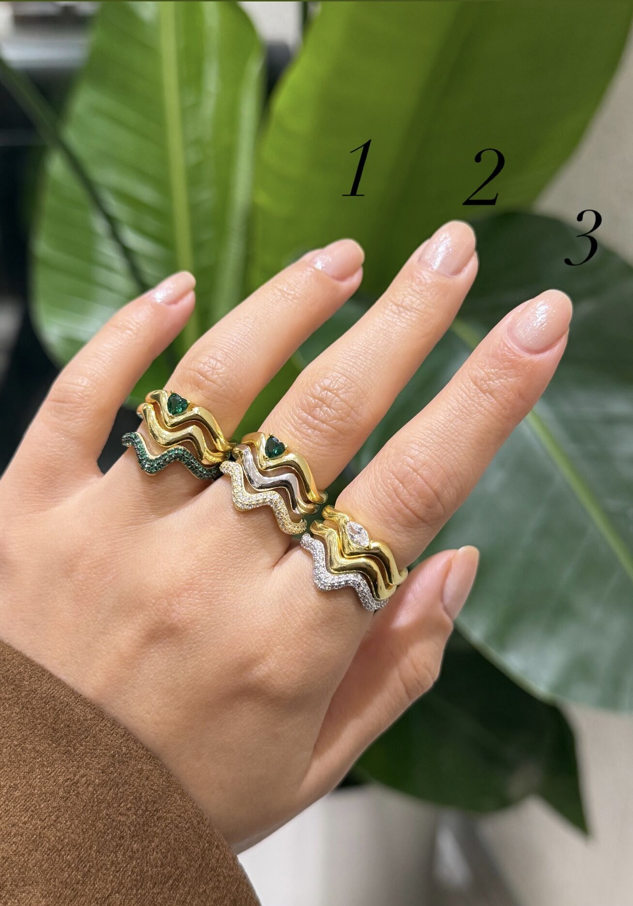 Zigzag 3’lü Tasarım Gümüş Yüzük