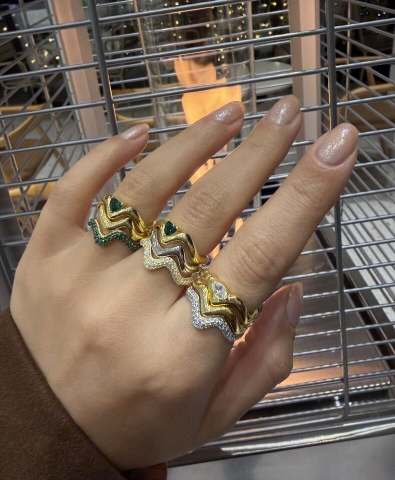 Zigzag 3’lü Tasarım Gümüş Yüzük