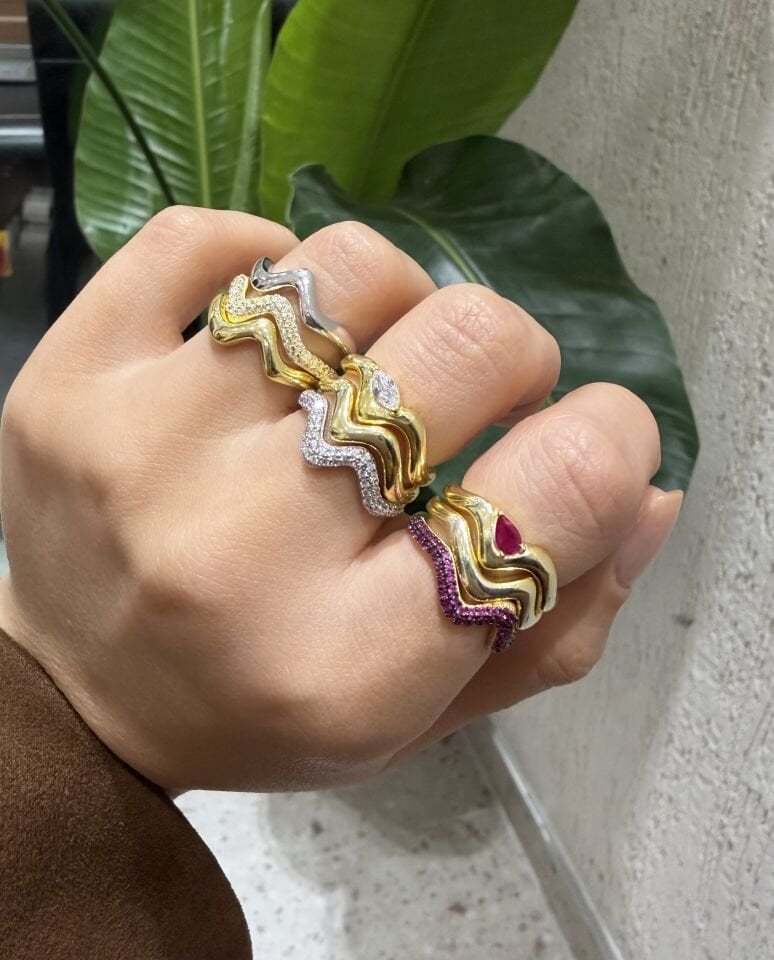 Zigzag 3’lü Tasarım Gümüş Yüzük