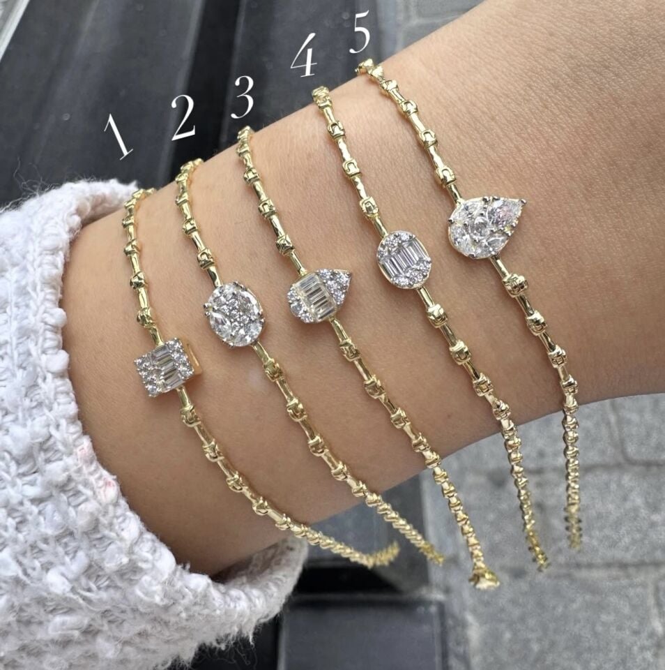 Luna Cut Taşlı Gümüş Bileklik