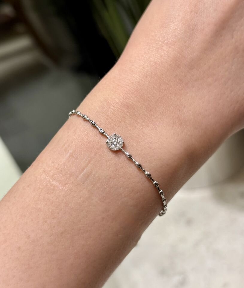 Luna Cut Taşlı Gümüş Bileklik