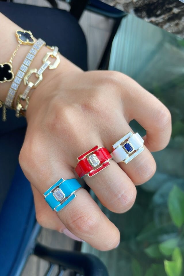 Mineli Baget Taşlı Gümüş Yüzük