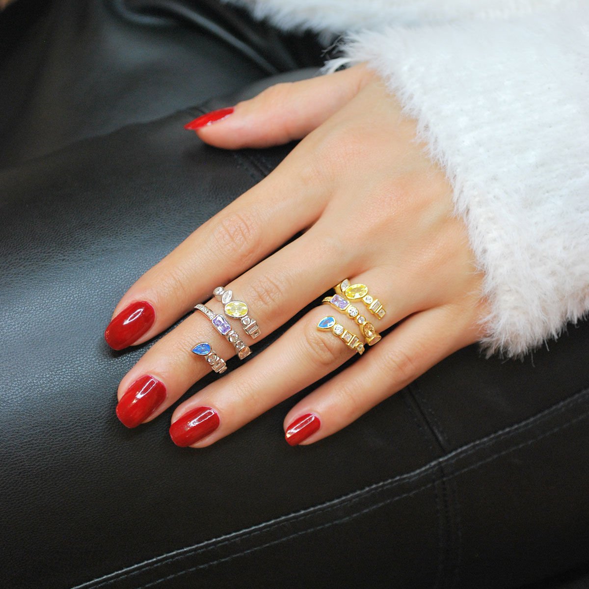 Taşlı Sarmal Gümüş Yüzük