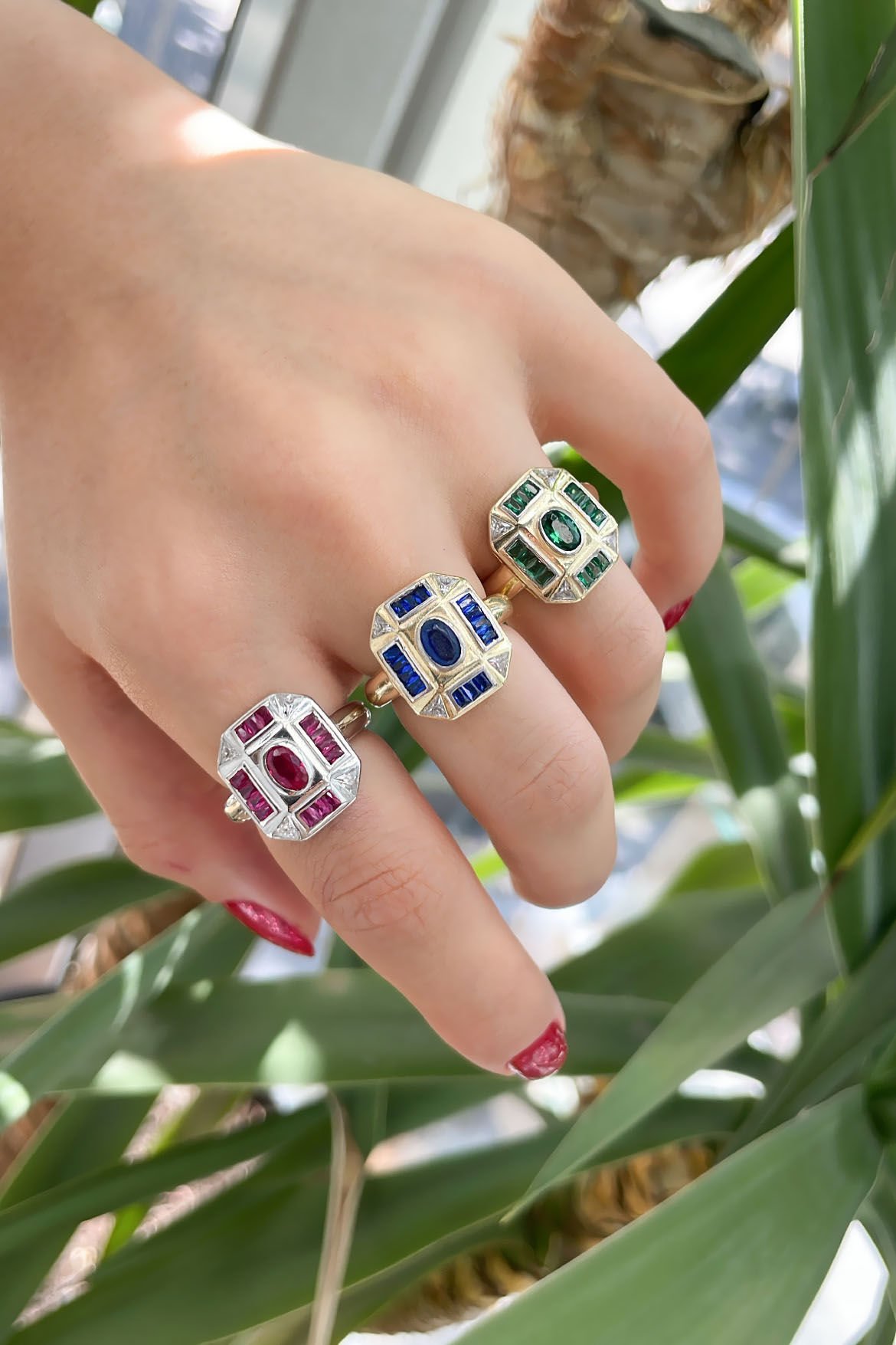 Bombeli Oval Taşlı Gümüş Yüzük