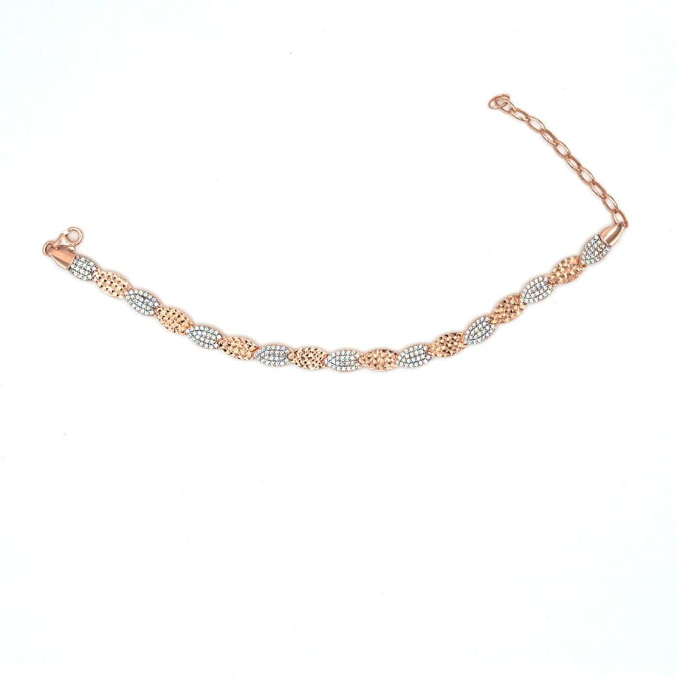 Kabartmalı Taşlı Su Yolu Gümüş Bileklik