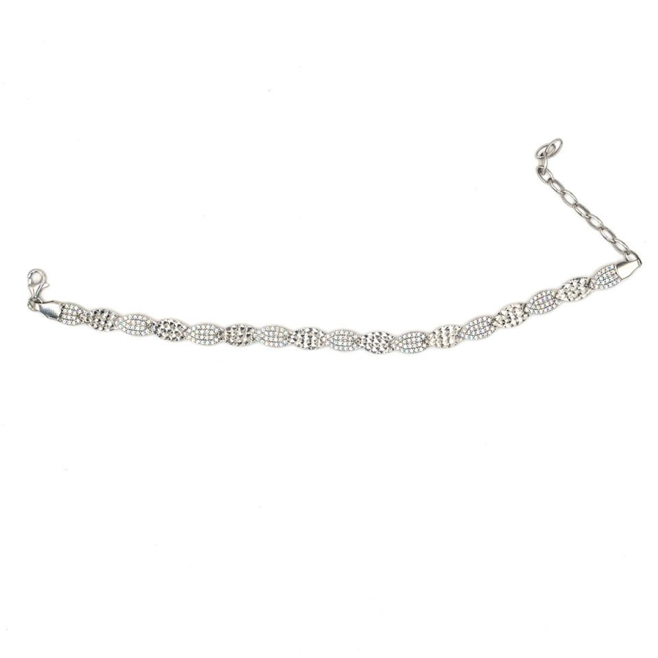 Kabartmalı Taşlı Su Yolu Gümüş Bileklik