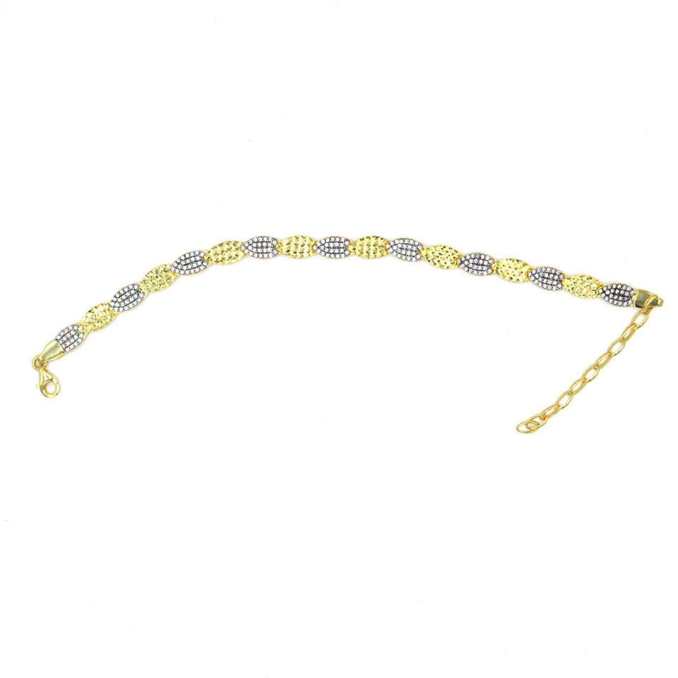 Kabartmalı Taşlı Su Yolu Gümüş Bileklik