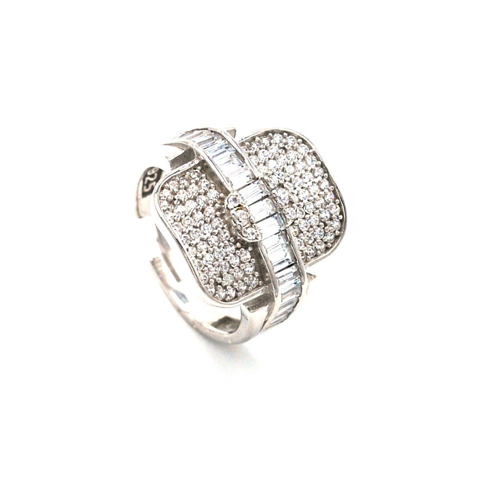 Sıralı Baget Taşlı Gümüş Yüzük