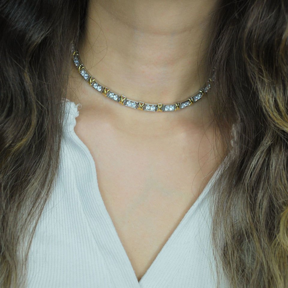 İthal X Tasarım Su Yolu Gümüş Choker