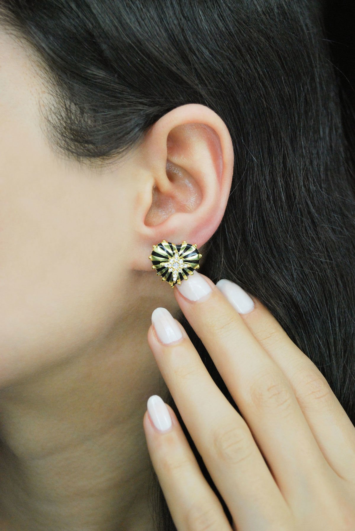 Kuzey Yıldızlı Kalp Gümüş Küpe