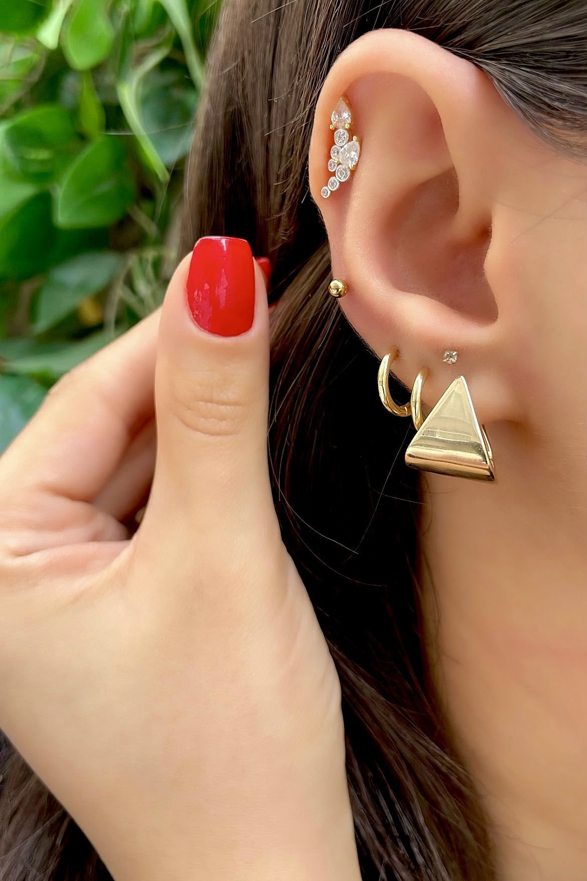 Sade Üçgen Tasarım Gümüş Küpe