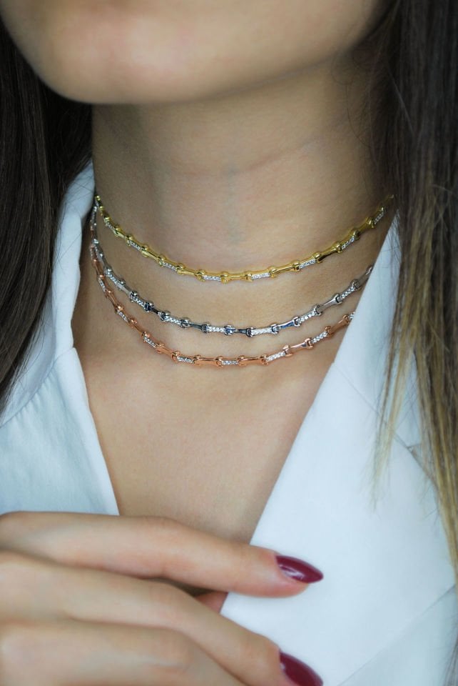 İnce Tasarım Su Yolu Gümüş Choker