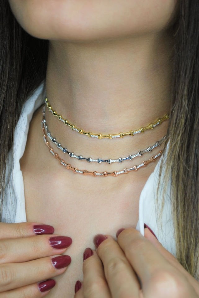 İnce Tasarım Su Yolu Gümüş Choker