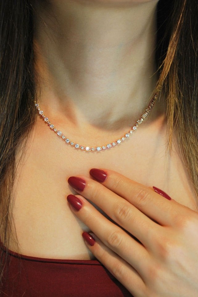 Taşlı Su Yolu Gümüş Kolye